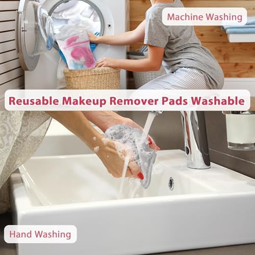 Natwag Makeup Remover Cloth, 6" x 6" Make Up Towels Reusable Face Cloth for Washing Face, 12 Pack Makeup Remover Pads Microfiber Face Washcloth with Mesh Bag, Light Grey - Image 6
