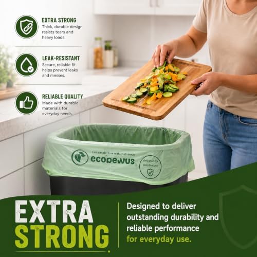 Certified Compostable 13 Gal Bags (35 Bags) Tall Kitchen Food Scrap Bags Certified Compostable Trash Bags BPI Certified Compostable & TÜV OK Compost HOME Certified, Meets ASTM D6400 (35 ct.) - Image 2