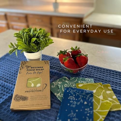 9 Pack Reusable Beeswax Wraps For Food - Zero Waste, Organic Bee wrap for food leftovers, Fruit, Bees wax paper food wrap - Image 5