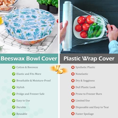 5Pcs Reusable Beeswax Elastic Bowl Covers for Bread Proofing and Food Cover - Image 7