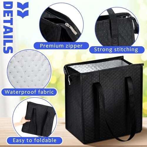 Paterr 4 Pcs Insulated Grocery Bags Reusable, with Zipper - Image 6