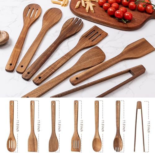 Eisinly 7-Piece Wooden Cooking Spoons, Premium Wood Utensil Set - Image 2
