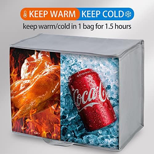 Bodaon Insulated Reusable Grocery Shopping Bags, 2-Pack, X-Large, Grey - Image 3