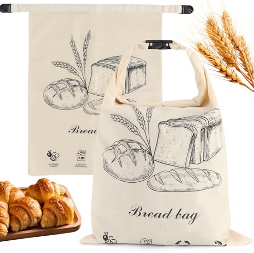 2 PACK Beeswax Sourdough Bread Bags for Homemade Bread, Reusable Cotton Beeswax Bread Bag Portable Waxed Storage All Natural Bees Wax Linen Bag Keep Fresh,13''×17'', 01 by PICcircuit