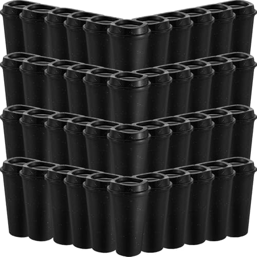 Honeydak 45 Pack 16 oz Reusable Coffee Cups with Lids Water Bottle Iced Coffee Travel Mug Portable Plastic Tea Tumblers Bulk for Hot and Cold Drinks Birthdays Party (Black,Stylish) by Honeydak