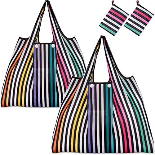 KINGMAS Reusable Grocery Bags, Eco-Friendly Folding Tote Shopping Bag fits in Pocket, Washable Waterproof Nylon Pouch Bags by KINGMAS