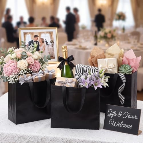 Eccliy 80 Pcs Reusable Gift Bags, Large, Black White - Image 3