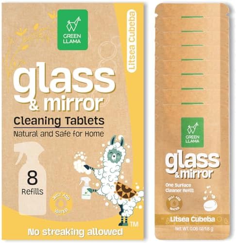 Green Llama Window and Glass Refill 8-Pack - Certified Compostable Packaging, Natural Cleaning Solution for Windows and Glass - Eco-Friendly and Sustainable by GreenLlama