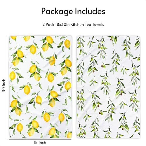 Eulnars Kitchen Towels, Premium Dish Towels for Kitchen Drying, 18" x 30" Microfiber Kitchen Towel Set, Quick Dry Tea Towels, Watercolor Lemon Series, 2-Pack - Image 5