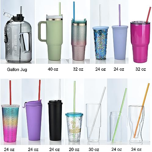 ALINK 13 inch Reusable Plastic Straws, Extra Long Colorful Tritan Tumbler Replacement Straws for Stanley Cups, 1 Gallon, 64/40/ 32 oz Water Bottles, Set of 10 with Brush - Image 4