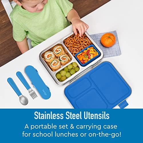 Bentgo Kids Stainless Steel Utensil Set - Reusable Fork, Spoon & Storage Case, PFAS- & BPA-Free, Easy-Grip Handles, Lightweight, Dishwasher Safe, School Lunch, Travel & Outdoors (Blue) - Image 2