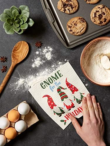 DII Swedish Dishcloths for Kitchen & Cleaning, Reusable, Machine Washable & Dishwasher Safe, Biodegradable, 7.75 x 6.75, Gnome Holidays, 3 Piece - Image 3