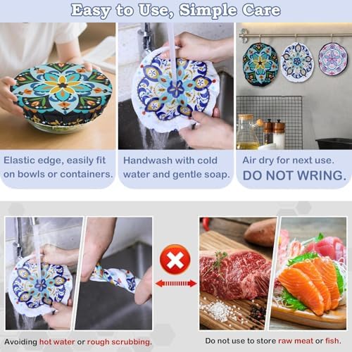 5Pcs Reusable Beeswax Elastic Bowl Covers for Bread Proofing and Food Cover - Image 6