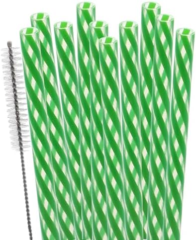 Dakoufish Replacement Straws for StanleylOwalalHydro Jug 40oz 30oz Tumbler,10 Pack 12 Inch Green Reusable Straws With Cleaning Brush For Stanley Simple Modern Cup,Dishwasher Safe. by Dakoufish