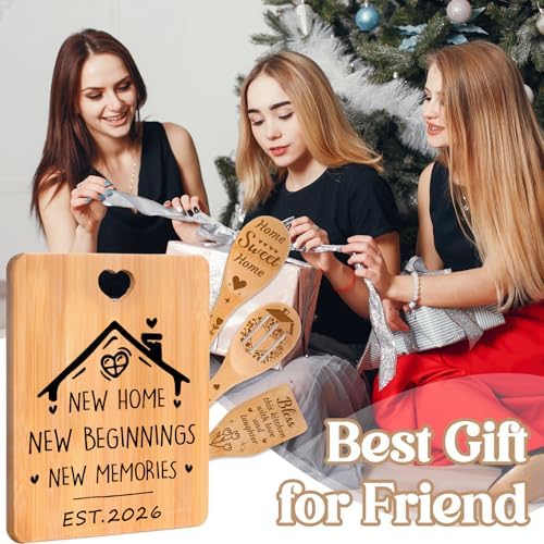House Warming Gifts New Home - "New Home, New Beginnings, New Memories" Engraved Bamboo Housewarming Gifts New Home Cutting Board Set, 2026 House Warming Gifts. - Image 2