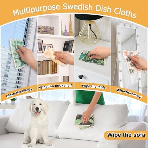 Lucomb 10 Pack Swedish Dishcloths for Kitchen, Reusable Cleaning Cloths Absorbent Non-Scratch Cellulose Sponge Cloths for Dishes Counters - Image 6