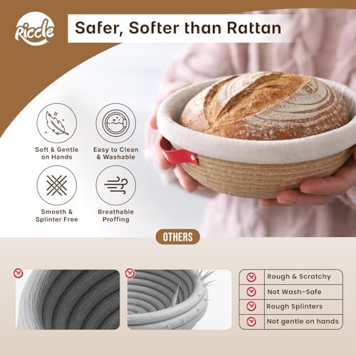 RICCLE Banneton Bread Proofing Basket, 2 Round Sourdough Banneton Baskets - Image 4
