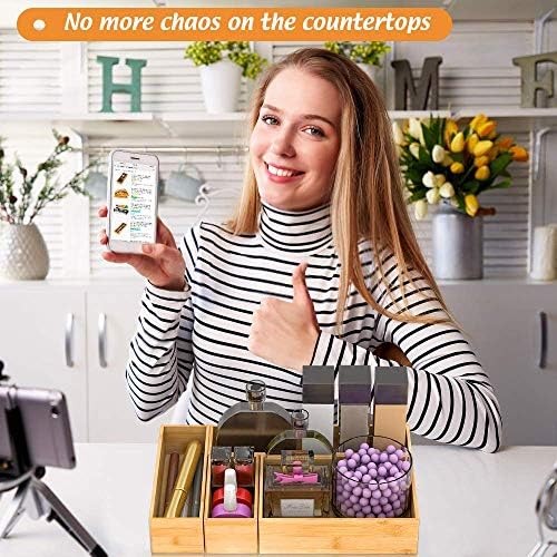 Bamboo Drawer Organizer Utensil Holder for Kitchen, Small Wood Silverware Storage Organizer, Stackable Box Tray for Cutlery, Flatware, Bathroom Caddy for Makeup, Perfume, Jewelry, 6x3x2.5 Inch - Image 4
