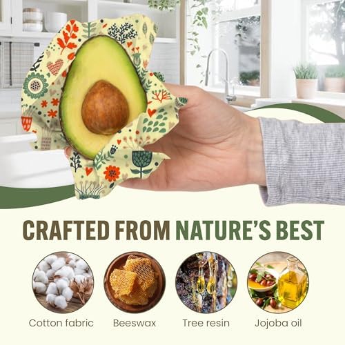 Beeswax Wraps for Food - Reusable & Moldable Bees Wax Covers for Bowls, Fruits, Cheese - Natural Food Storage Alternative to Aluminum Foil & Plastic Wrapping - Small, Medium, Large - 3-Pack - Image 4