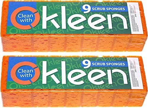 Orange Multi Use Scrub Sponge. Made in Europe. 18 Pack, 4.3x2.8x1.4 inches. Odorless Heavy Duty and Non Scratch Fiber. Durable and Delicate Scrubber for Oven and Stove, Bathroom and Basement - Image 2