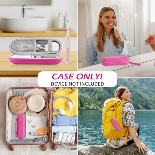Toothbrush Travel Case for Oral B/Oral-B Pro 1000 1500 5000 7000 & Philips Sonicare 4100 1100 5300 5100 6100/iO Electric Toothbrush, Hard Protective Storage Bag (Pink case with toothbrush cap) - Image 5
