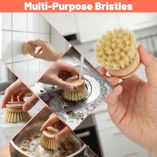 12 Pcs Bamboo Dish Brush Replacement Heads, Small Wooden Dish Brushes - Image 5