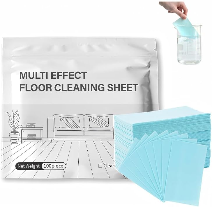 Multi-Effect Floor Cleaner Tablets 100pcs, Enzyme Dissolvable Sheets, Blue by Unknown