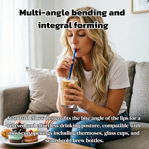 8 Pack Reusable Straight Glass Straws,8 Inch Food Grade Heat Resistant,BPA FreeLead-Free Multicolor Glass Straws for Smoothie Milkshake Juice Cocktail Tea Hot Drinks,with 2 Cleaning Brushes - Image 2