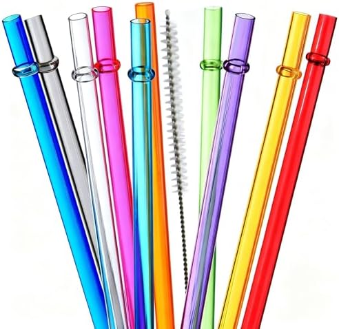 ALINK 10.5" Plastic Reusable Straws, 10 Pack Colorful Tritan Tumbler Straws by ALINK