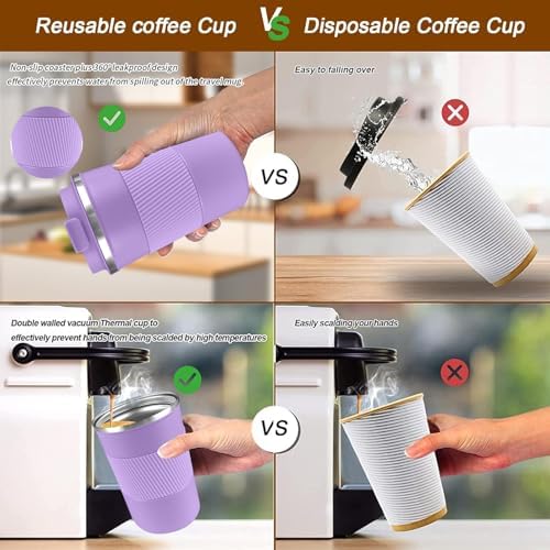 Insulated Travel Coffee Mug, Stainless Steel Coffee Cup with Leakproof Lid - Image 4