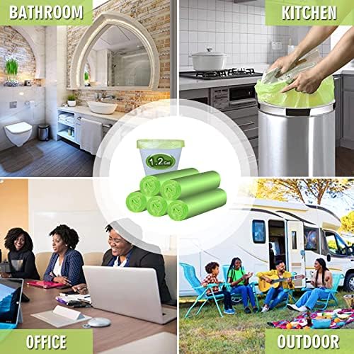Mini Trash Bags, Inwaysin 1.2 Gallon Trash Bags, Small Bin Bags, 6L, 100Bags, Clear Green… - Image 2