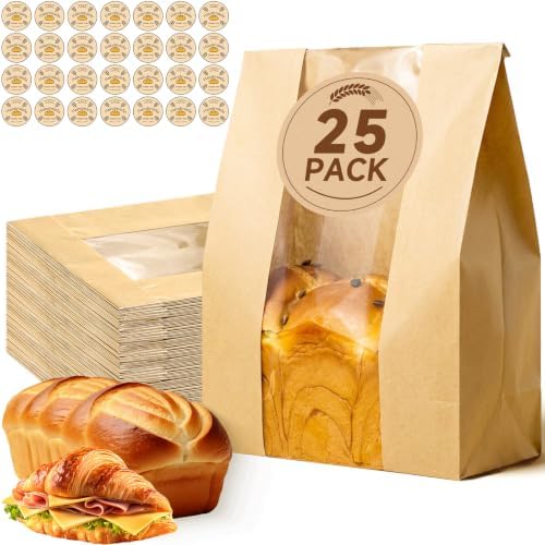 Tripho 25 Pcs Extra Thick Bread Bags for Homemade Bread with Clear Window by PremiumCookingPicks
