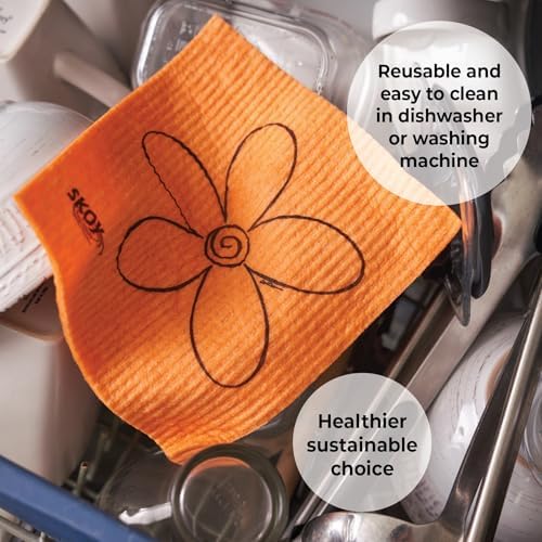 Skoy Cloth, Large 2-Pack Versatile Swedish Dishcloths for Kitchen and Household Use, Reusable Cleaning Cloths, Planet-Friendly, Dishwasher and Dryer-Safe, Blue/White - Image 4