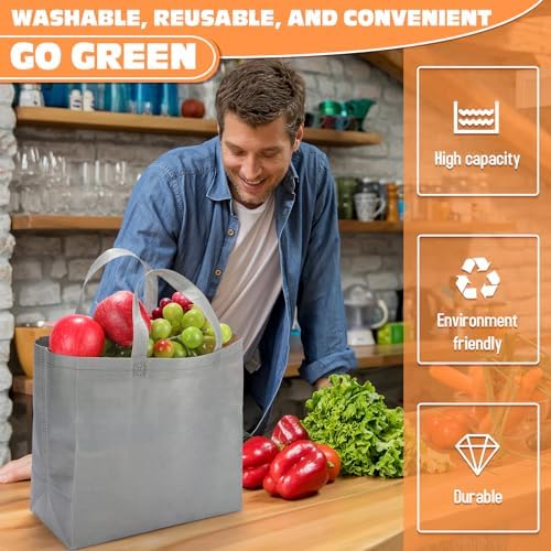 Windyun Reusable Grocery Bags Non Woven with Handles - Image 4