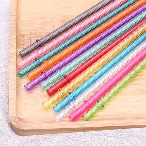 Dakoufish 7 Inch Reusable Clear Plastic Swirl Drinking Straws for 10 oz & 12 oz Short Mini Mason Jar Tumblers,Set of 12 Pcs Replacement Straws with Cleaning Brush (7inch,12color) - Image 5