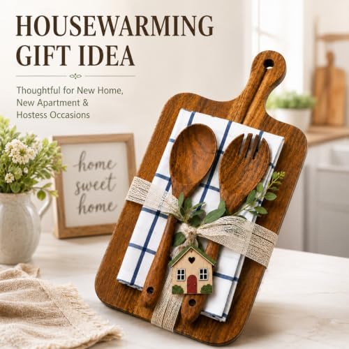 Housewarming Gift Wooden Cutting Board Set with Utensils and Napkin - Image 3