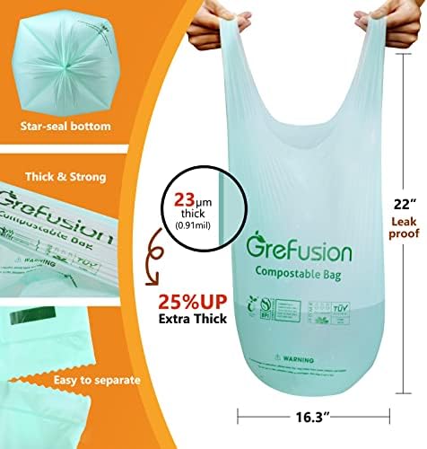 Compostable Trash Bags with handle-tie,Garbage Bags, 2.6 Gallon,Food Waste Bags,Small trash bags for compost bin kitchen,Certified by BPI and OK Compost (2.6G-50count) - Image 5