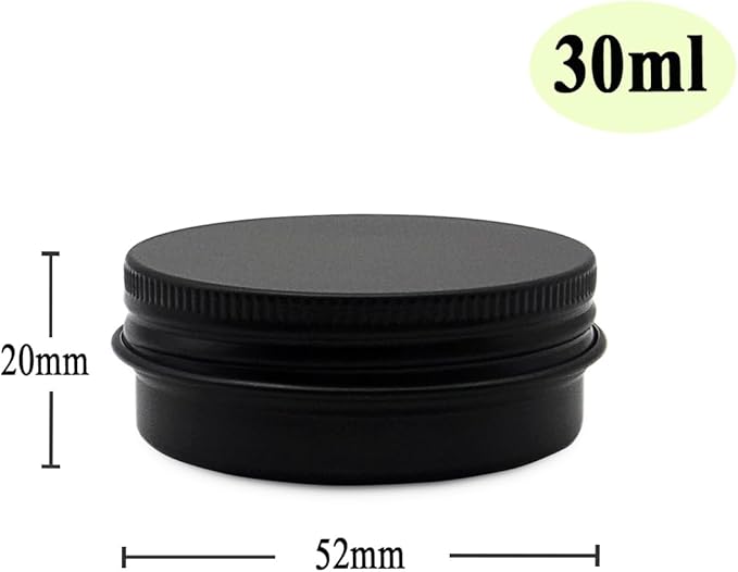 12pcs 1oz 30 ml Aluminum Tin Jar, 30g Refillable Makeup Container, 30 Gram Black Screw Lid Round Can Sample Pot for Cosmetic DIY, Handmade, Lip Balm, Cream, Salve, Toner, Candle, Paint, Scrub