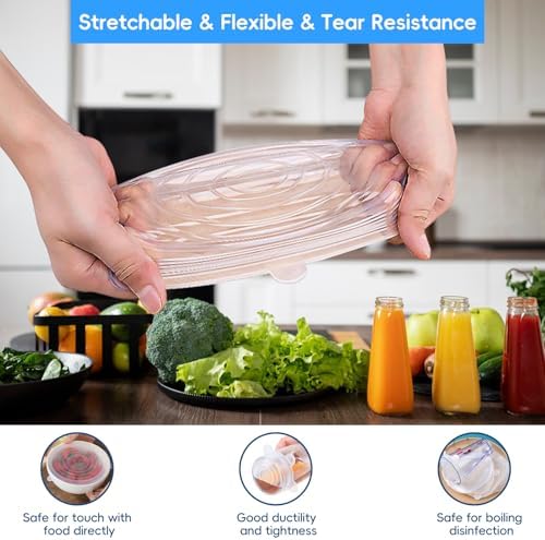 12PCS Silicone Stretch Lids for Food Storage, 6 Specifications of Reusable Silicone Bowl Cover, Suitable for Various Food Containers, High and Low Temperature Scenarios (Microwave Ovens, Freezers) - Image 2