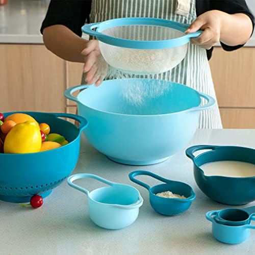 13 Pcs Mixing Bowls Set, RV Camping Accessories Set, Apartment Kitchen Gadget Easy Storage, Inculding Measuring Cups Colander Sifter Large Bowl Whisk Scraper, Great for Cooking and Baking, No BPA - Image 4