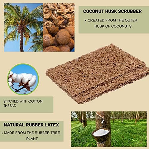 Coconut Husk Scrubber(3) Compostable Eco-Friendly Scouring Pads for Dishes| Biodegradable Natural Coir Scrub Pad| Non-Scratch - Image 4