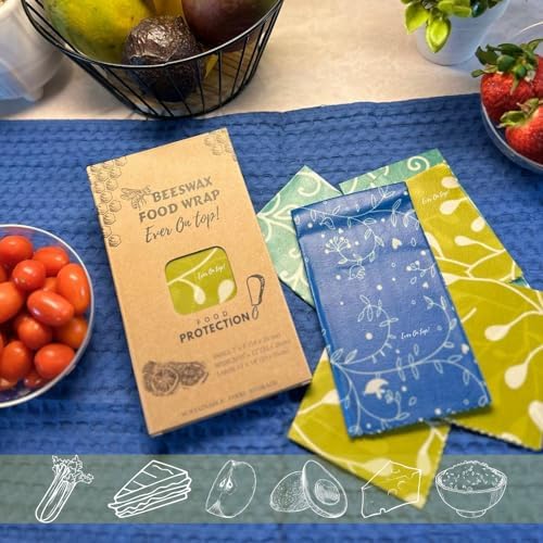 9 Pack Reusable Beeswax Wraps For Food - Zero Waste, Organic Bee wrap for food leftovers, Fruit, Bees wax paper food wrap - Image 3