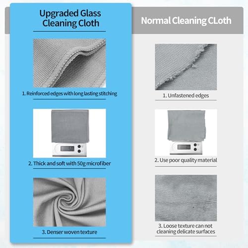 Microfiber Cleaning Cloth - 10 Pack Glasses Cleaning Cloth, 16" x 14" Window Cleaning Rags, Streak Free Lint Free Polishing Cloths Wipes for Eye Glass, Stainless Steel, Windshield, Grey - Image 6
