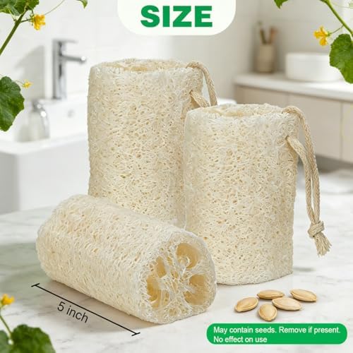 Natural Loofah Sponge, Organic Luffa Body Scrubber Bath Exfoliating, 5 inch - Image 2