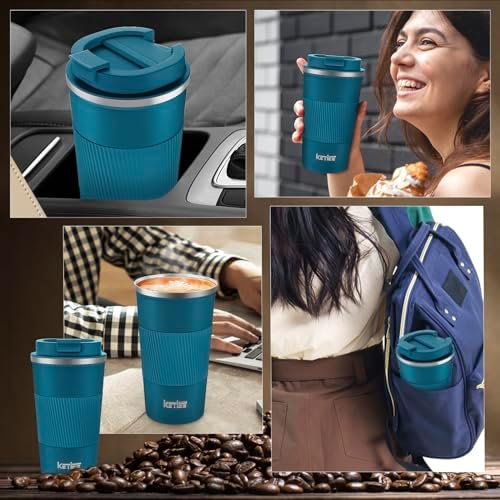 KETIEE Travel Coffee Mug 12oz: Insulated Coffee Cup with Leakproof Lid, Coffee Tumbler, Vacuum Stainless Steel Reusable Coffee Cups, Coffee Mug to Go for Hot/Iced Water (Blue) - Image 5
