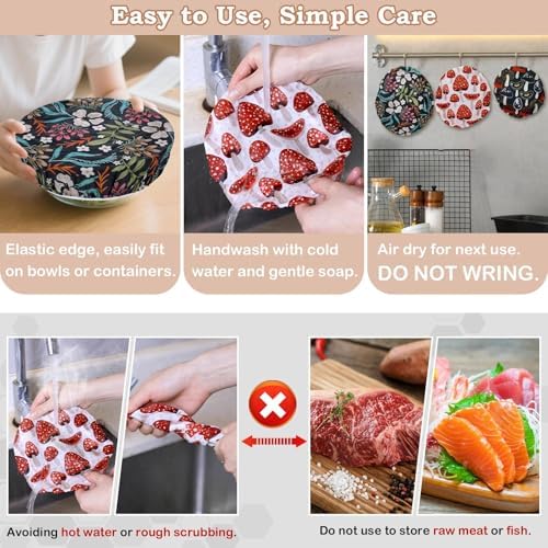 5Pcs Reusable Beeswax Elastic Bowl Covers for Bread Proofing and Food Cover - Image 6