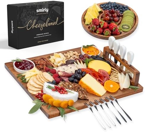 SMIRLY Charcuterie Board Set with Serving Accessories, Large Acacia by Smirly