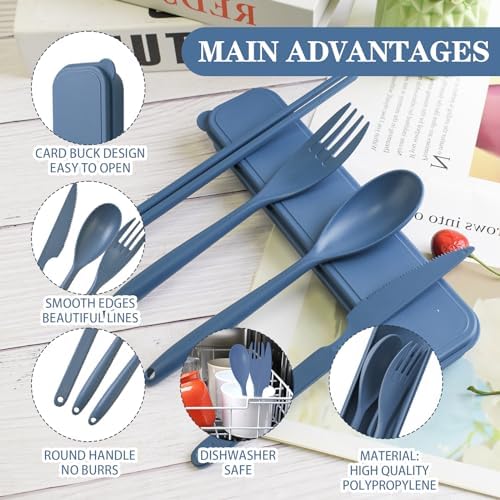 Large Reusable Travel Utensils with Case, Plastic Camping Cutlery Set - Image 5