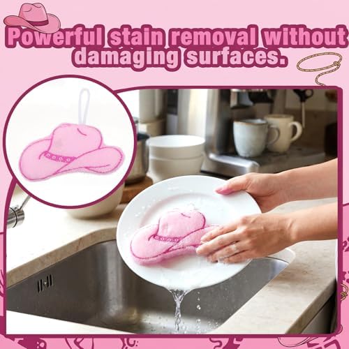 12 Pcs Cowgirl Hat Sponge Dish Scrubber Dual Sided Non Scratch Dish Washing Scrubbers Reusable Household Cleaning Kitchen Tools for Dishwashing Washing Dishes Cookware Tubs Sinks - Image 2