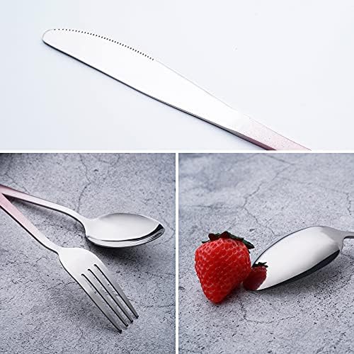 Travel Utensils Set with Case Reusable Portable Cutlery Set Stainless Steel 8pcs Including Dinner Knife Fork Spoon Chopsticks straws(Gradient Pink) - Image 4